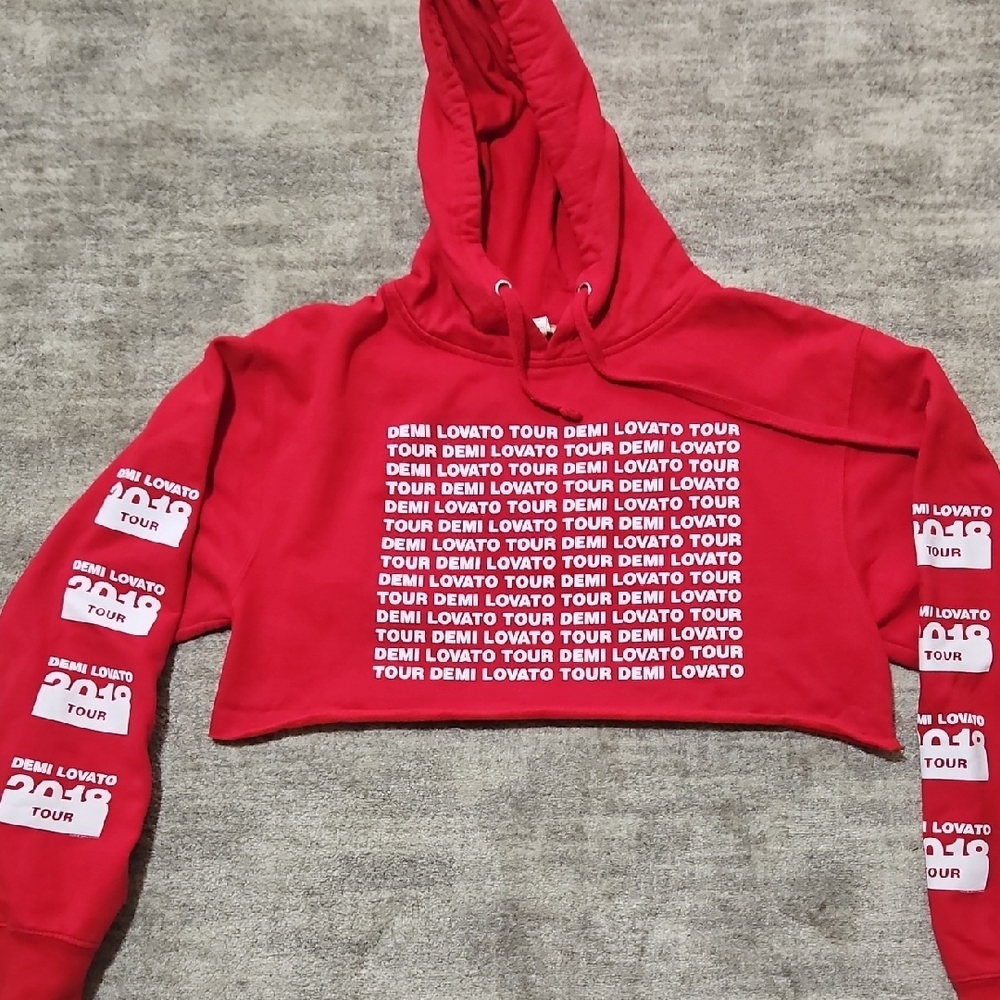 Red Demi Lovato Crooped Tour Hoodie